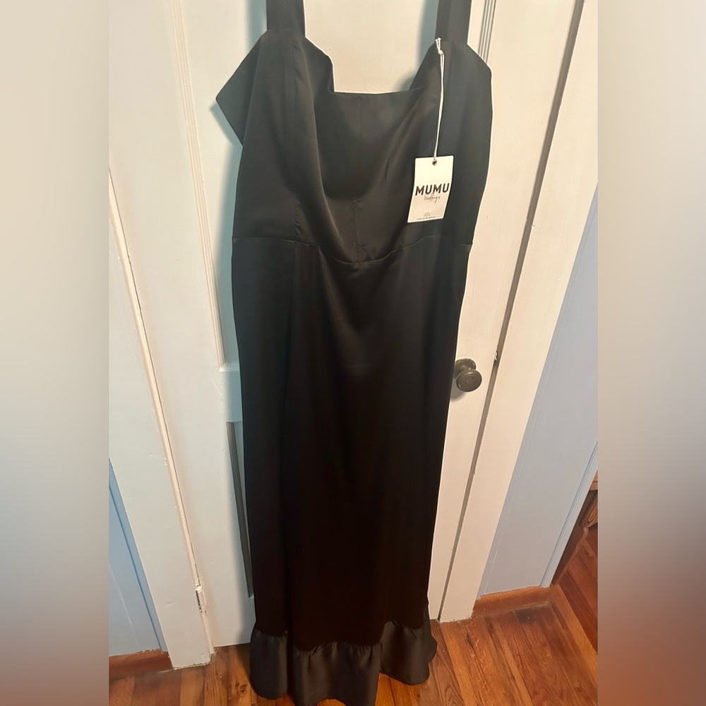 NEW WITH TAGS. Show Me Your MuMu black satin Clarissa Corset Dress